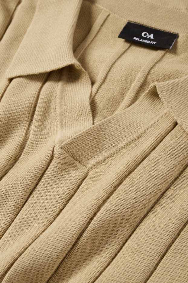 Bărbați - Tricou polo din tricot - regular fit - reiat - bej