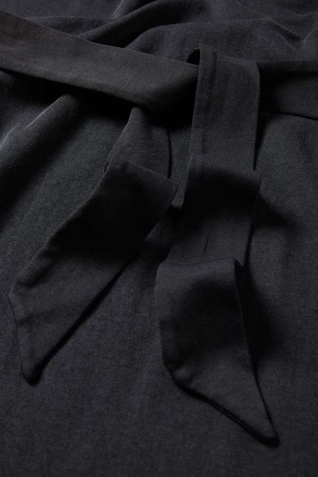 Damen - T-Shirt-Kleid mit Gürtel - schwarz