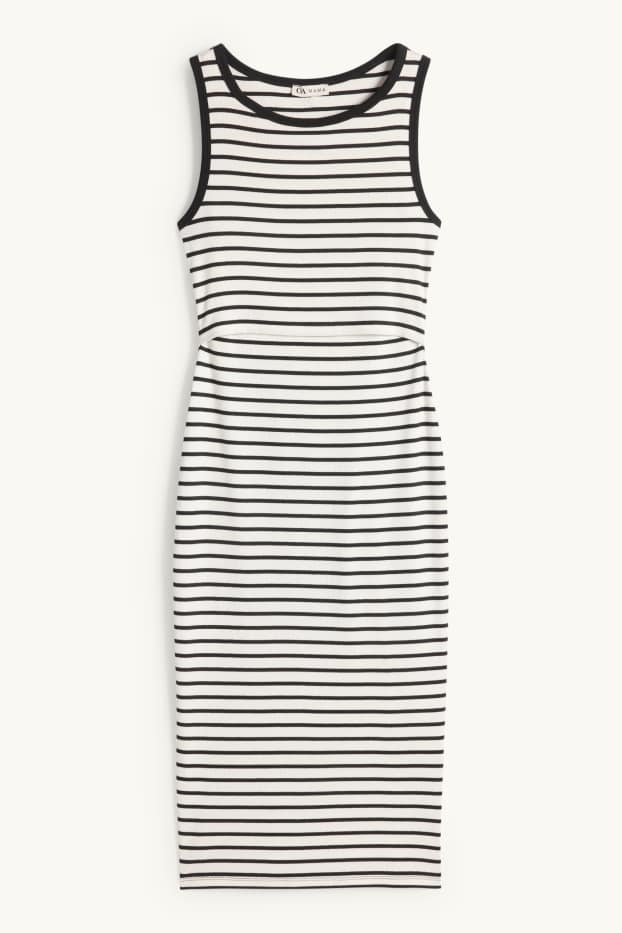 Women - Bodycon nursing dress - ribbed - striped - black / white