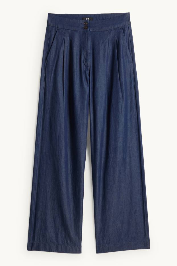 Dámské - Wide leg jeans - high waist - džíny - tmavomodré