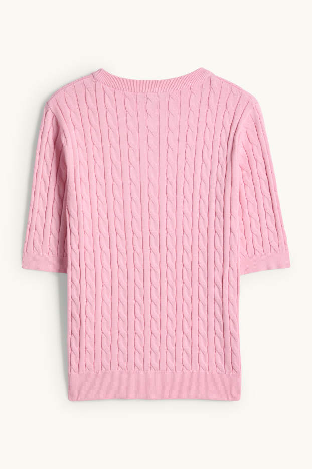 Dona - Jersei de punt de mitja - màniga curta - trenat - fúcsia