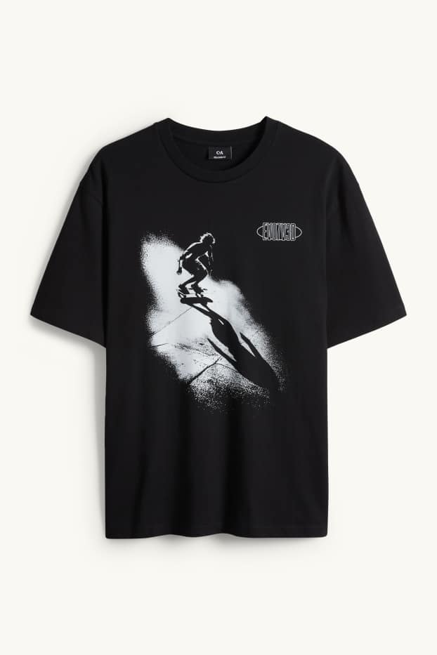 Pánské - Tričko - relaxed fit - černá