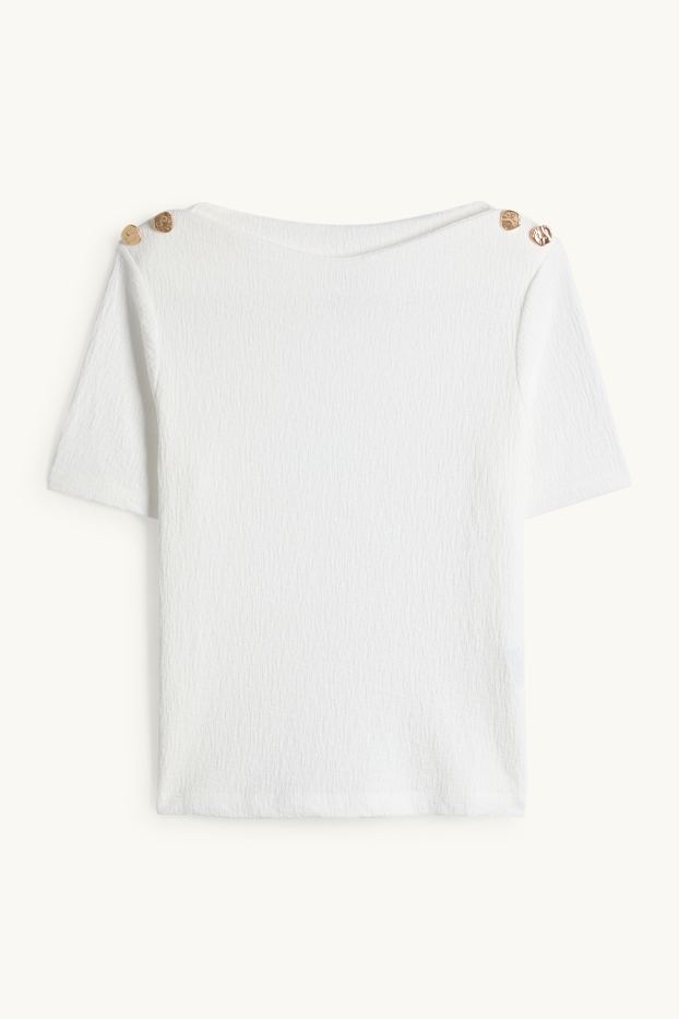 Dona - Samarreta de màniga curta - regular fit - texturada - blanc