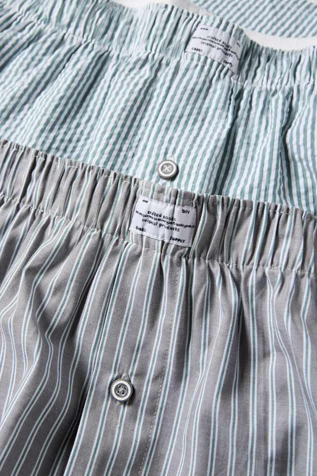 Hommes - Lot de 2 - caleçons - tissés - bleu / gris