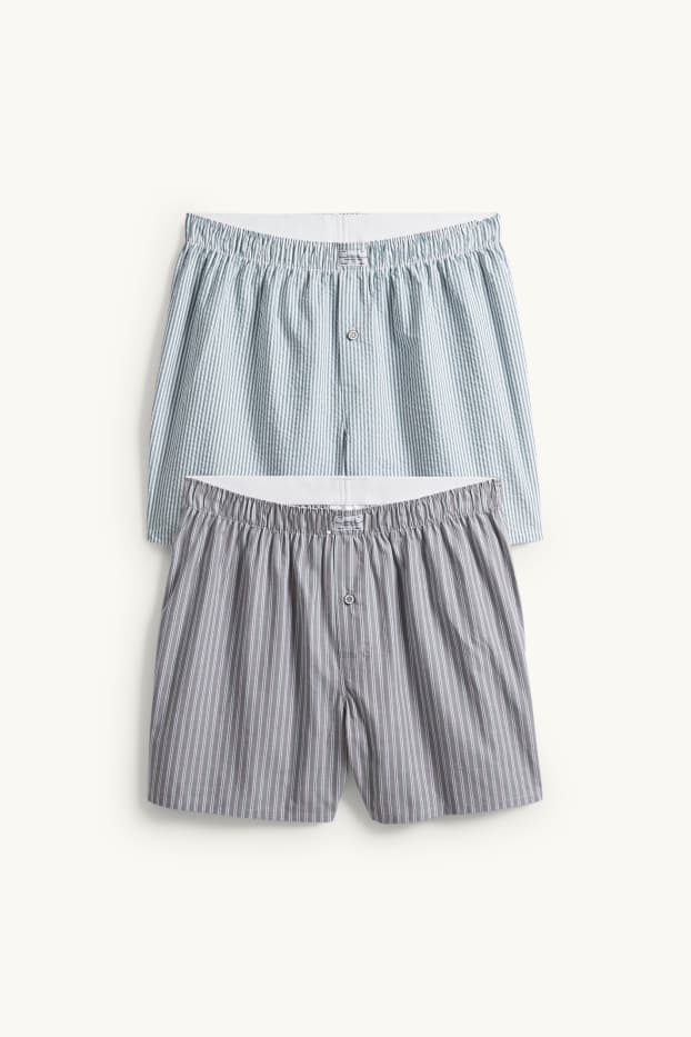 Hommes - Lot de 2 - caleçons - tissés - bleu / gris