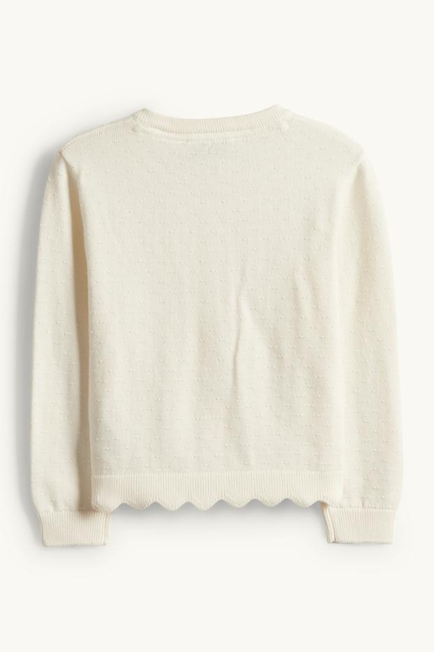 Enfants filles - Gilet en maille - finition texturée - blanc crème