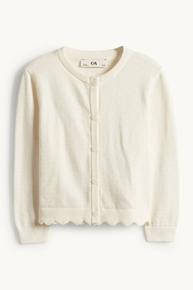 Enfants filles - Gilet en maille - finition texturée - blanc crème