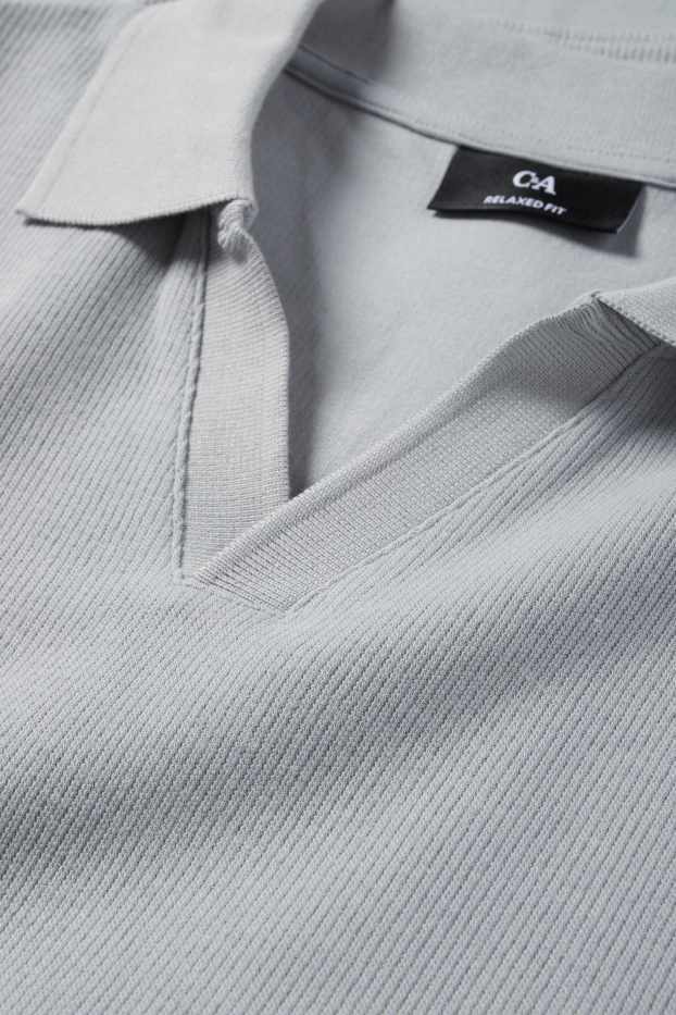Uomo - Polo a maniche lunghe - relaxed fit - a coste - grigio