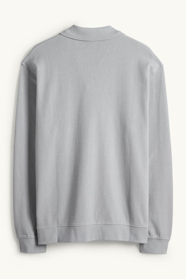 Uomo - Polo a maniche lunghe - relaxed fit - a coste - grigio