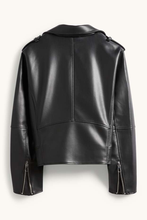 Women - Biker jacket - faux leather - black
