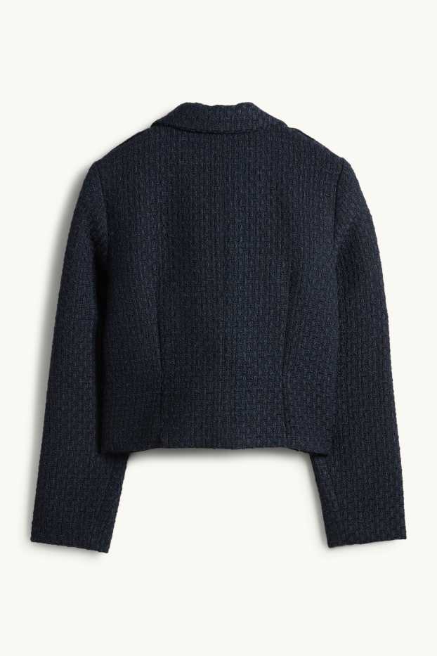 Kobiety - Żakiet bouclé - z wcięciem w talii - z fakturą - ciemnoniebieski