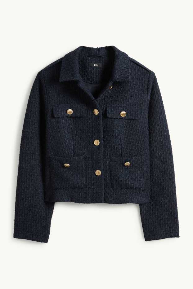 Kobiety - Żakiet bouclé - z wcięciem w talii - z fakturą - ciemnoniebieski