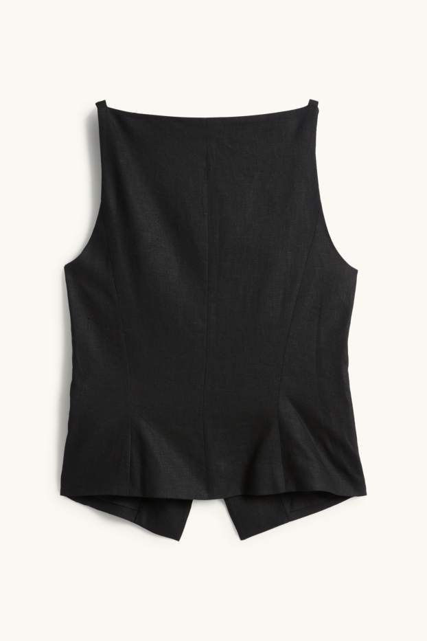 Mujer - Chaleco de oficina - entallado - mezcla de lino - negro