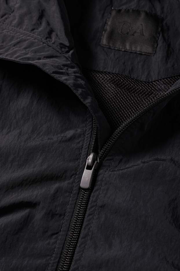 Herren - Jacke mit Kapuze - wasserabweisend - schwarz