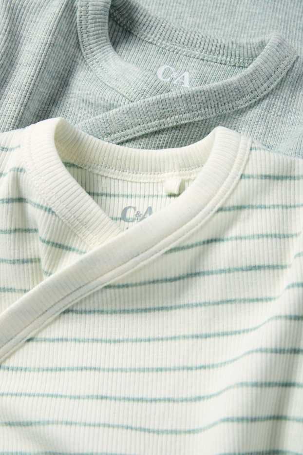 Bébés garçons - Lot de 2 - body croisé pour bébé - finition côtelée - blanc / vert