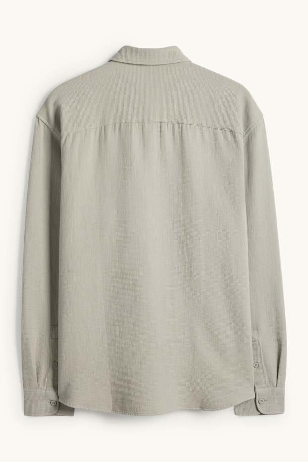 Heren - Overhemd - loose fit - Kent - met structuur - lichtgroen