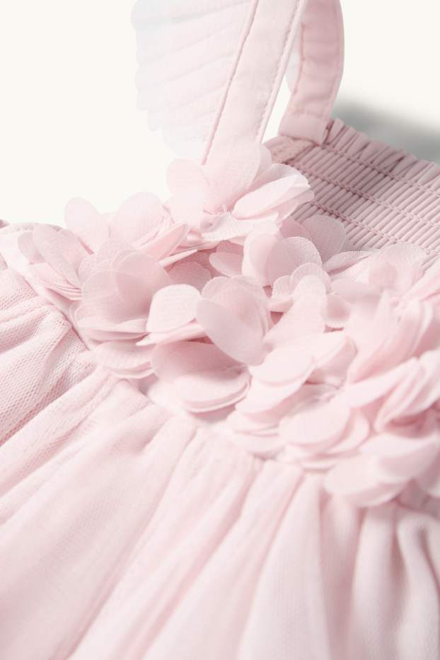 Neonate - Fiorellini - vestito neonate - per le feste - arricciature - rosa