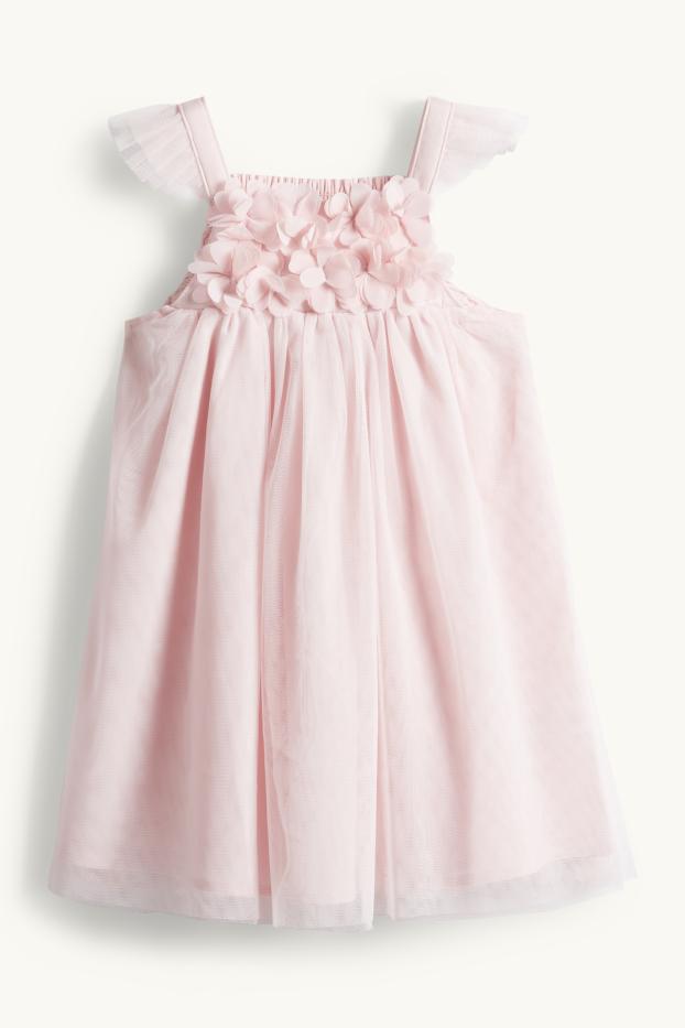 Neonate - Fiorellini - vestito neonate - per le feste - arricciature - rosa