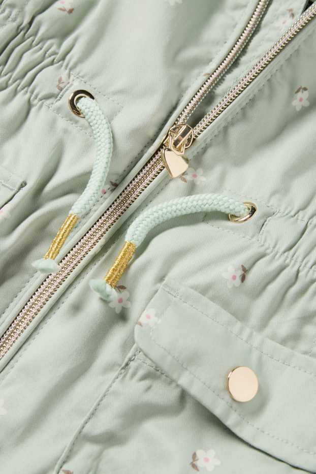 Baby Mädchen - Blümchen - Baby-Parka mit Kapuze - mintgrün