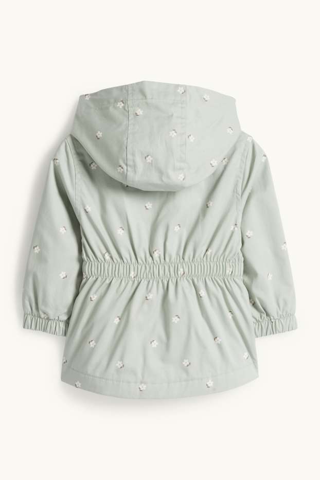 Baby Mädchen - Blümchen - Baby-Parka mit Kapuze - mintgrün