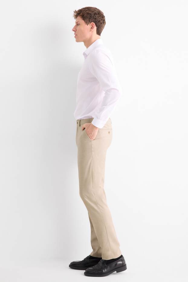 Men - Mix & match suit trousers - regular fit - stretch - check - beige