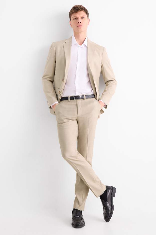 Men - Mix & match suit trousers - regular fit - stretch - check - beige
