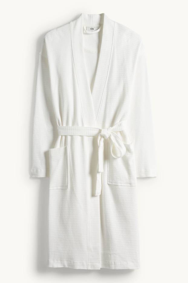 Dames - Badjas - met structuur - wit