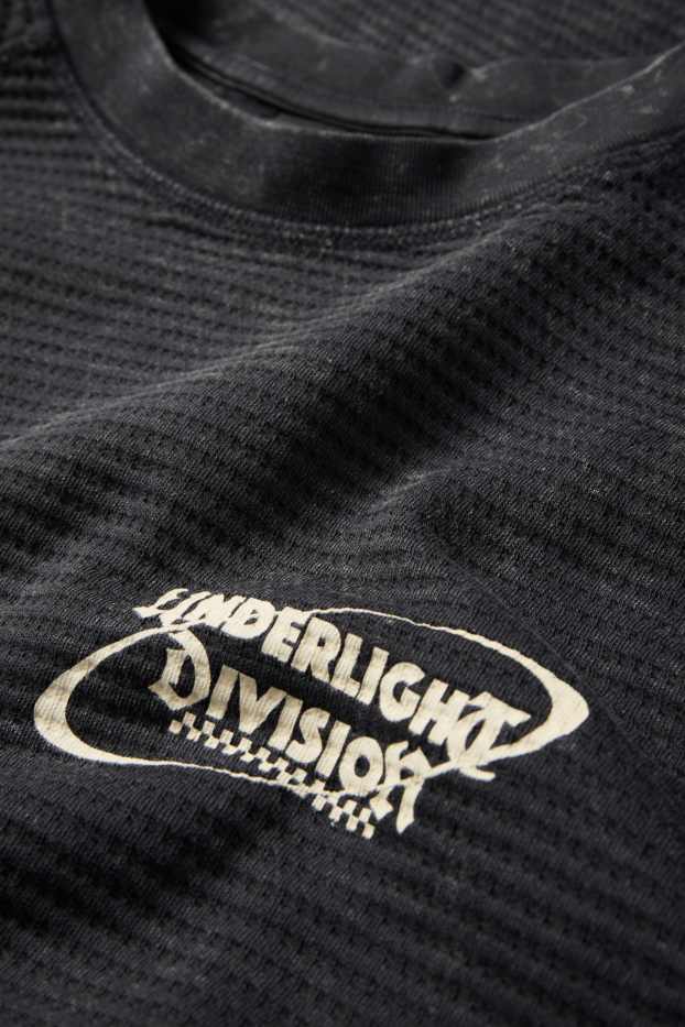 Pánské - Tričko s dlouhým rukávem - relaxed fit - strukturované - černá