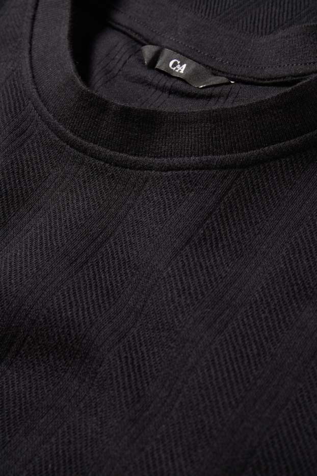 Herren - T-Shirt - Regular Fit - strukturiert - schwarz