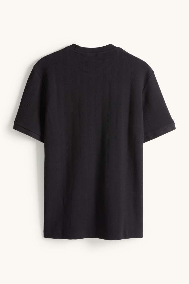 Herren - T-Shirt - Regular Fit - strukturiert - schwarz