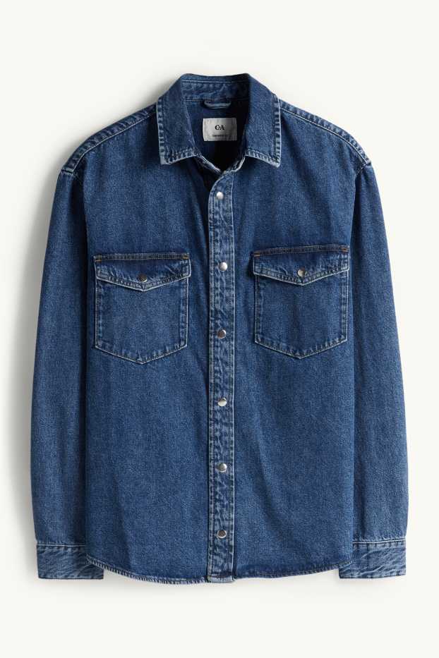 Hommes - Chemise en jean - Oversize - col kent - jean bleu