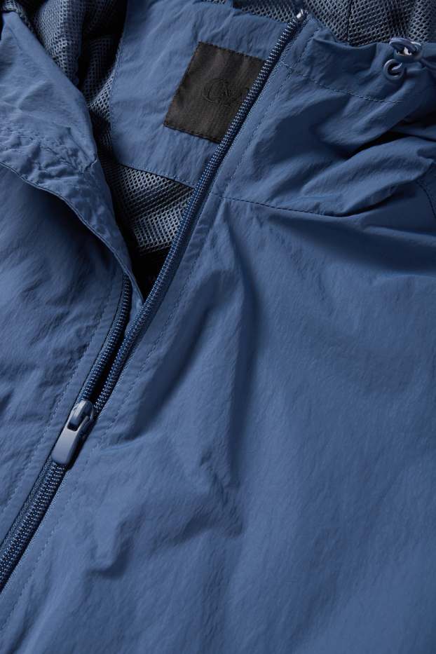 Uomo - Giacca con cappuccio - idrorepellente - blu