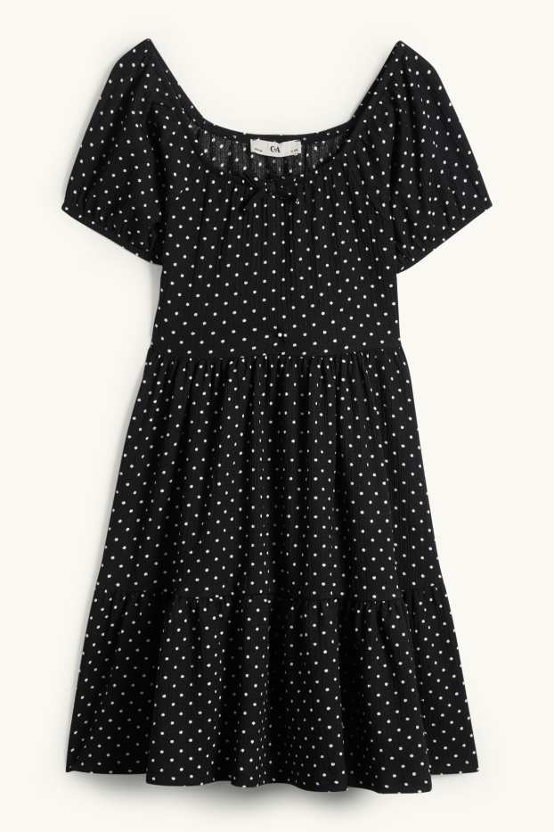 Enfants filles - Robe - à pois - vert chiné