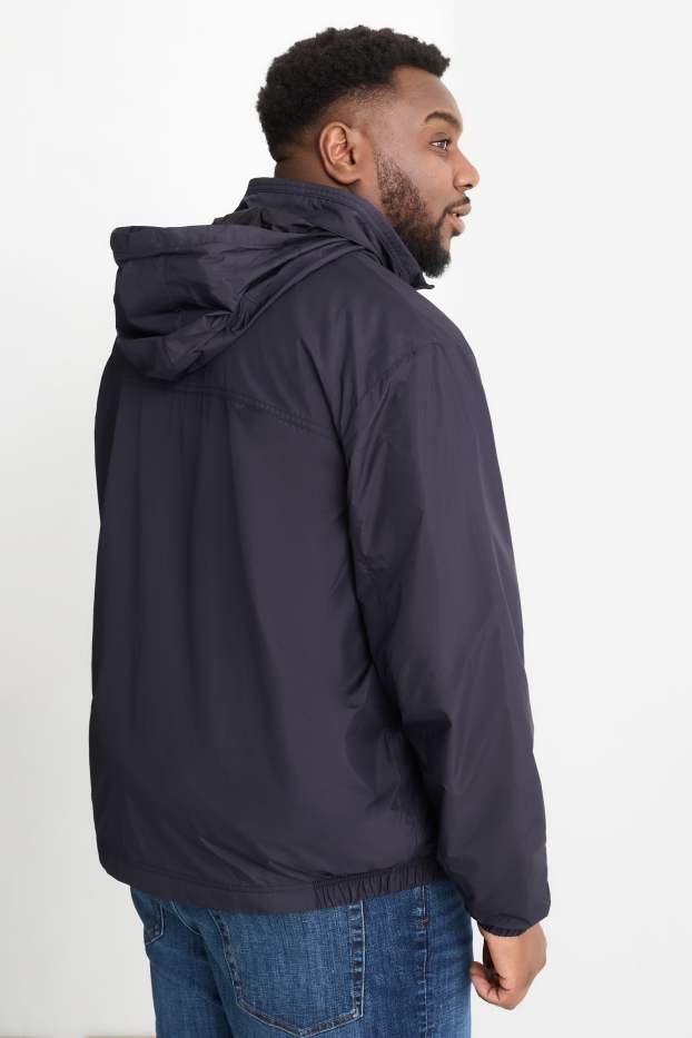 Pánské - Blouson s kapucí - z vodoodpudivého materiálu - tmavomodrá