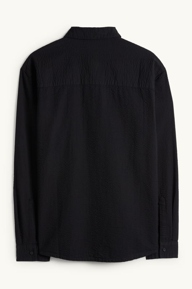 Hombre - Camisa - relaxed fit - Kent - con textura - negro