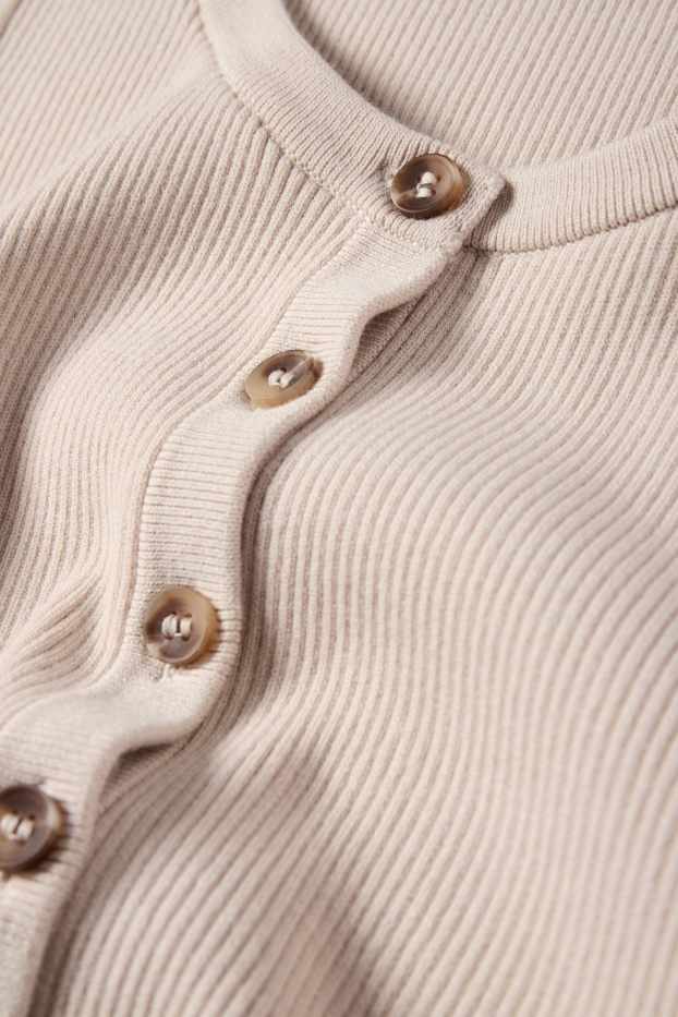 Dames - Top - ribstof - beige