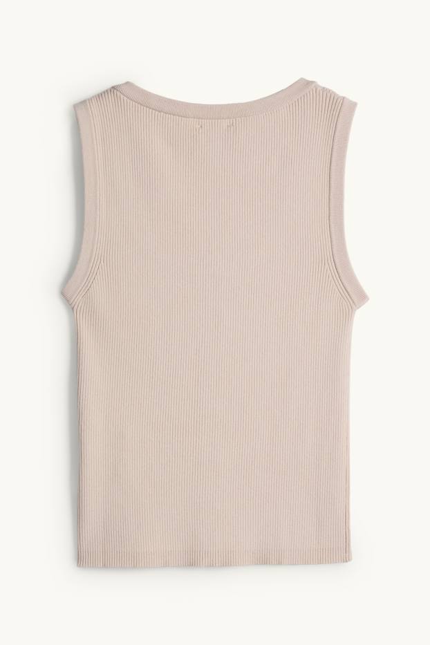 Dames - Top - ribstof - beige