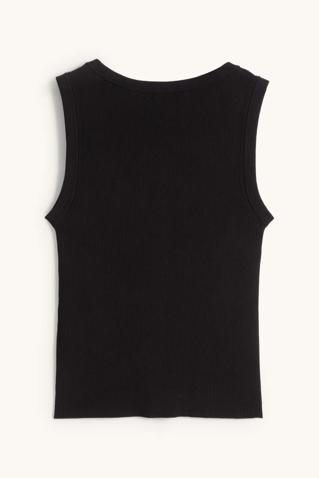 Dames - Top - ribstof - zwart