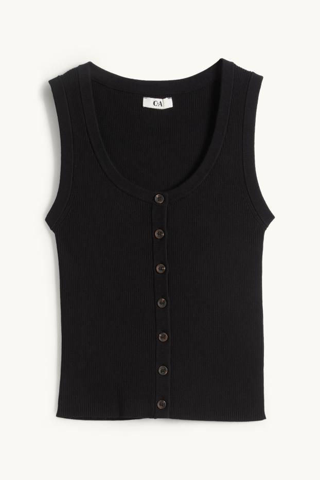 Dames - Top - ribstof - zwart