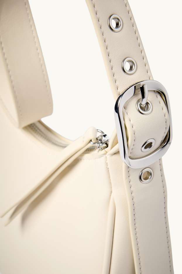 Donna - Borsa da portare a spalla - similpelle - bianco crema