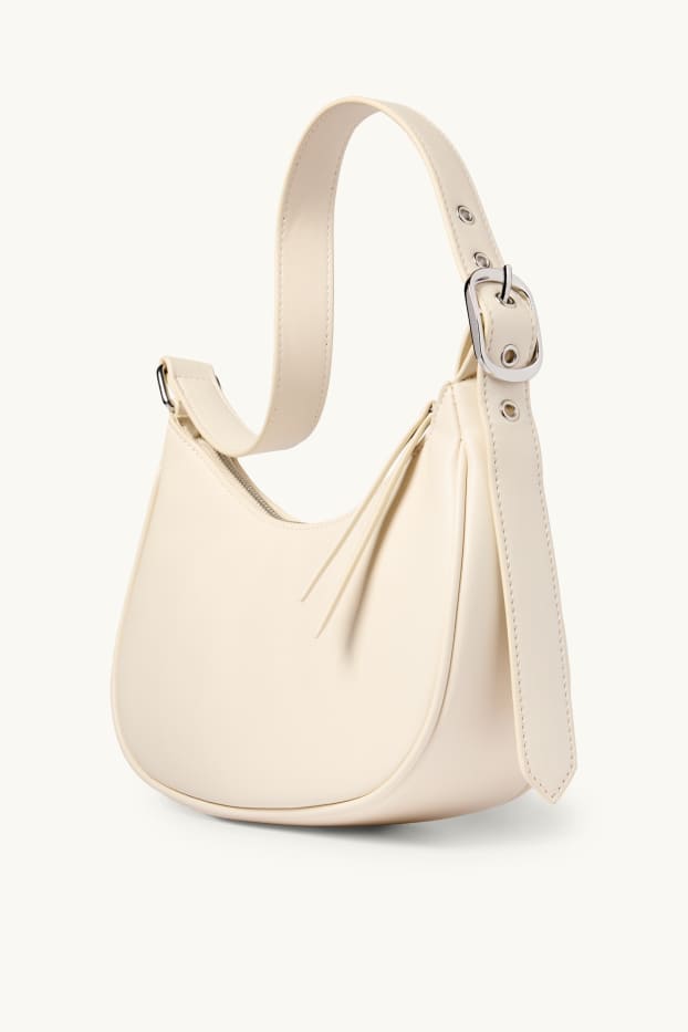 Donna - Borsa da portare a spalla - similpelle - bianco crema