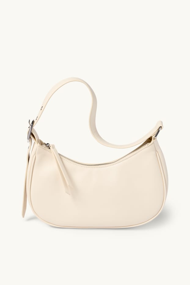Donna - Borsa da portare a spalla - similpelle - bianco crema