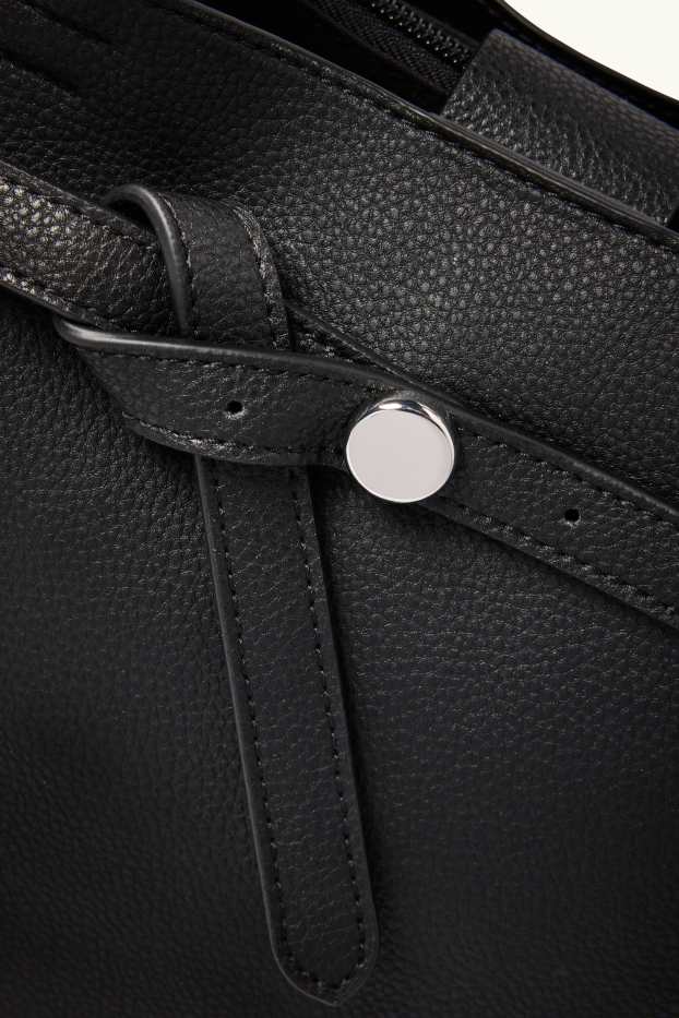 Donna - Shopper piccola con spallaccio staccabile - similpelle - nero