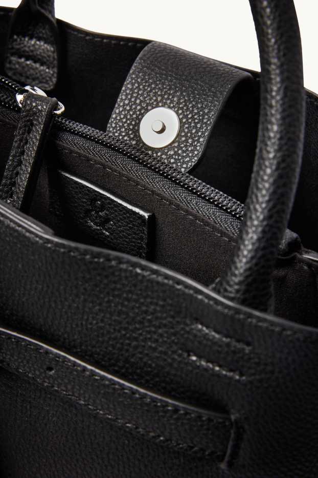 Donna - Shopper piccola con spallaccio staccabile - similpelle - nero