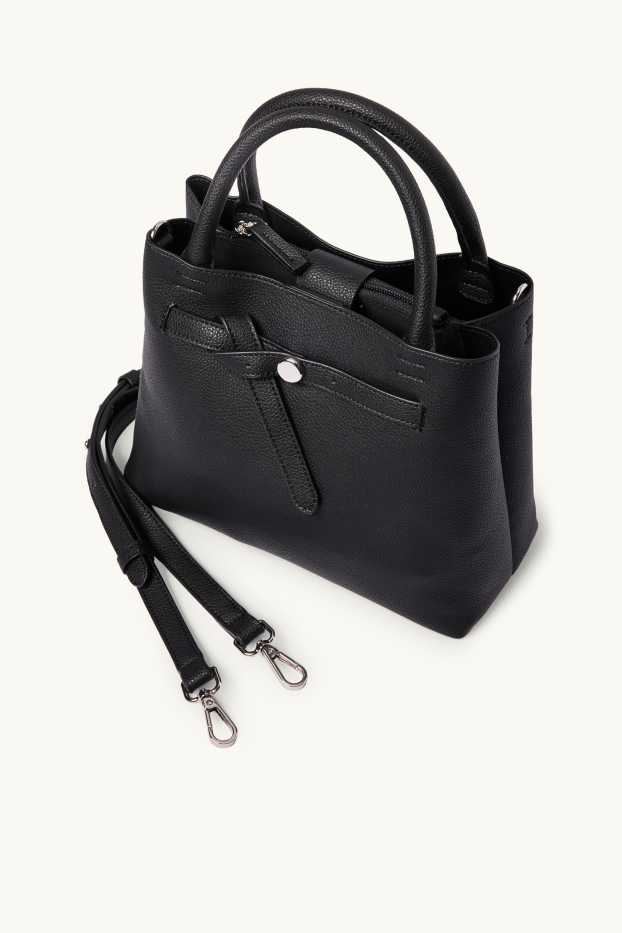 Donna - Shopper piccola con spallaccio staccabile - similpelle - nero