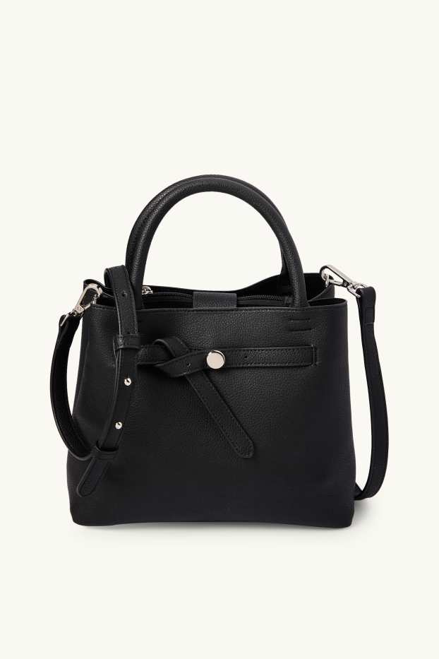 Donna - Shopper piccola con spallaccio staccabile - similpelle - nero