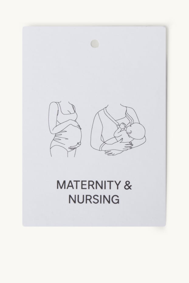 Women - Nursing T-shirt - slim fit - ribbed - striped - white / black