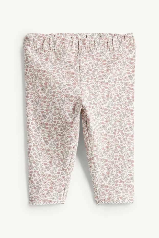 Baby Mädchen - Blümchen - Baby-Outfit - 2 teilig - cremeweiss