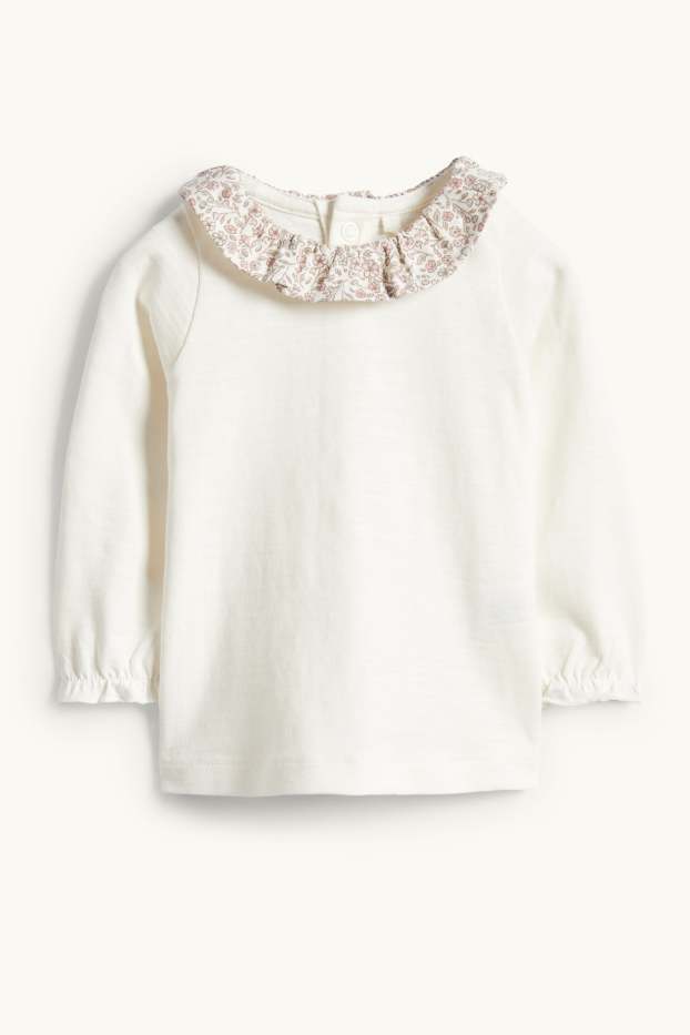 Baby Mädchen - Blümchen - Baby-Outfit - 2 teilig - cremeweiss