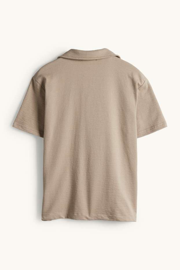 Kinder Buben - Hemd - strukturiert - taupe